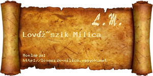 Lovászik Milica névjegykártya